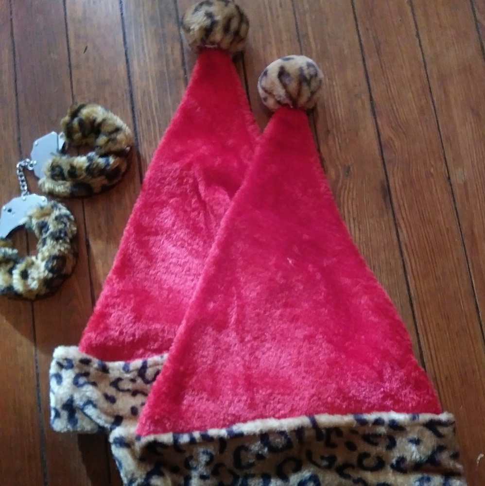 2-Santa Claus Cheetah Print Hats